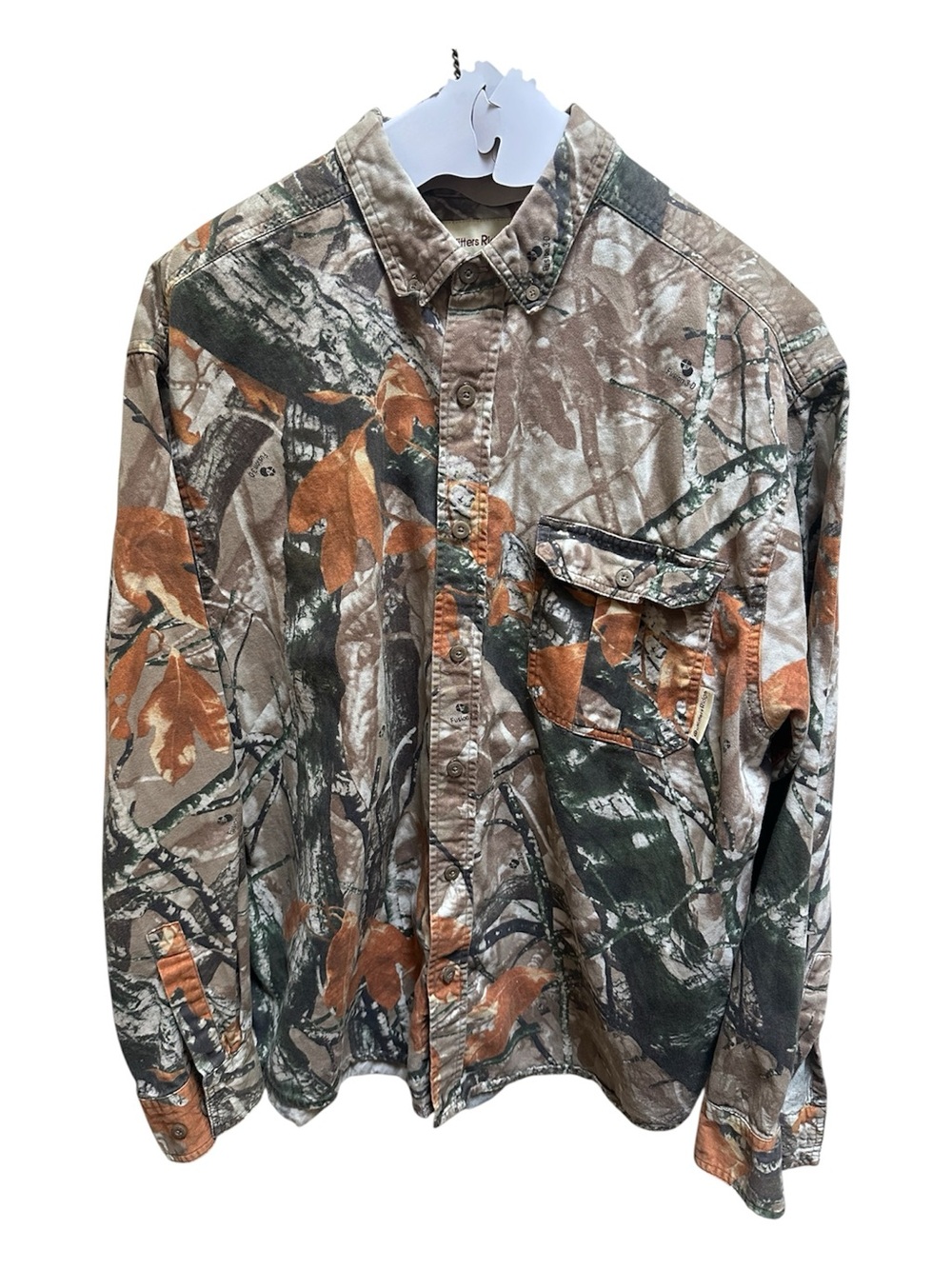 Men's Camouflage Button-Down Shirt in Brown & Green